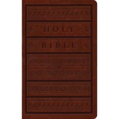 ESV Large Print Personal Size Bible (Trutone, Brown, Engraved Mantel Design) - (Leather Bound)