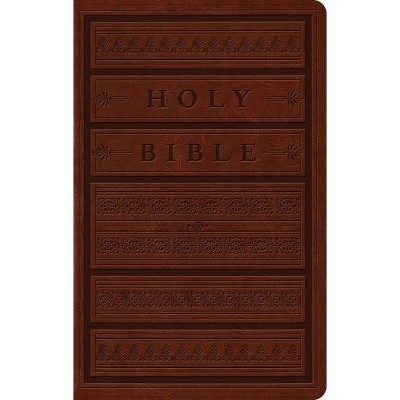 ESV Large Print Personal Size Bible (Trutone, Brown, Engraved Mantel Design) - (Leather Bound)