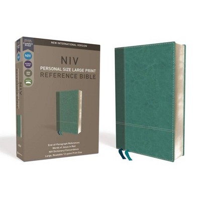 NIV, Personal Size Reference Bible, Large Print, Imitation Leather, Blue, Indexed, Red Letter Edition, Comfort Print - by  Zondervan (Leather Bound)