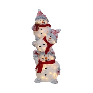 Season's Designs Christmas 41In 3D White Tinsel Snowy Snowman Famil - 1 of 1