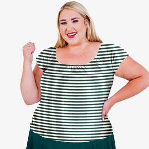 Calypsa Women's Cap Sleeve UPF 50+ Zoey Crop Swim Top - 1 of 4