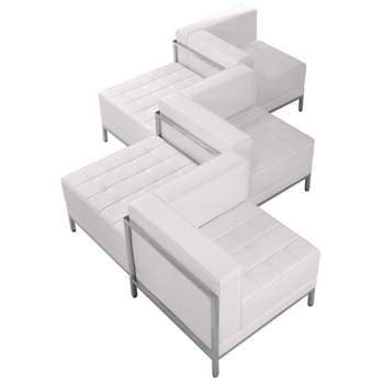 Flash Furniture HERCULES Imagination Series Melrose White LeatherSoft 5 Piece Chair & Ottoman Set