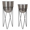 Kate and Laurel Mantua Round Metal Freestanding Planter, 2 Piece, Silver - 2 of 4