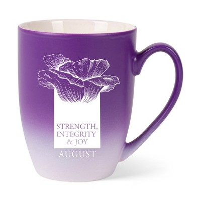 Elanze Designs Strength Integrity And Joy Two Toned Ombre Matte Purple and White 12 ounce Ceramic Stoneware Coffee Cup Mug