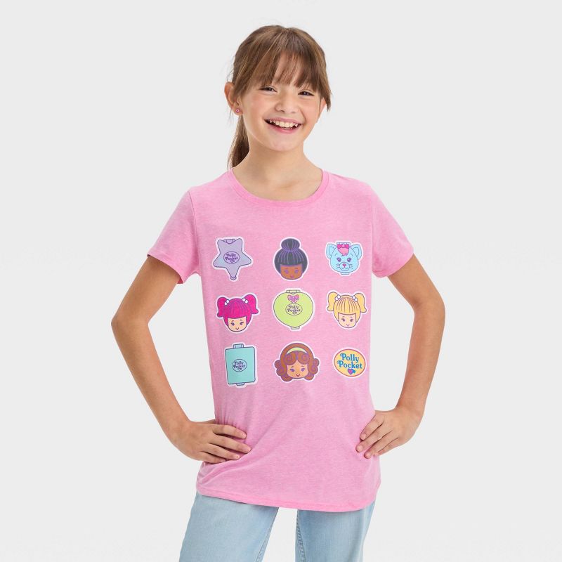 Girls&#39; Polly Pocket Short Sleeve Graphic T-Shirt - Pink, 1 of 4