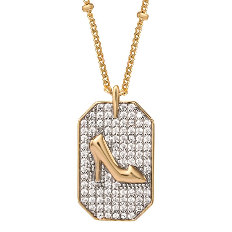Disney Princess Cinderella Yellow Gold Plated Sterling Silver Cubic Zirconia Slipper Pendant Necklace, Officially Licensed, 1 of 6
