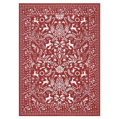 Orieon Christmas Carpet 48x72 in Washable Non Slip Low Pile Soft Area Rug Holiday Floor Mat for Living Room Bedroom