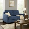 Royal Hampton Loveseat, Track Armrest, 58 Inch, Blue Fabric w Tufted Backrest - 2 of 4