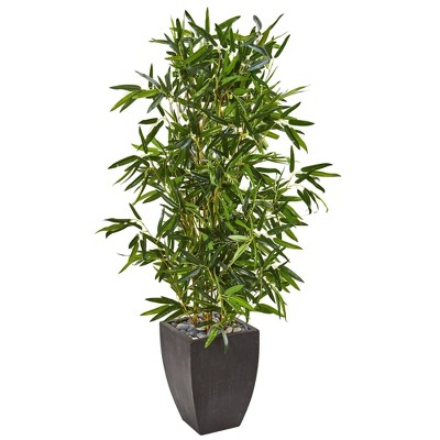 Nearly Natural 5’ Bamboo Artificial Tree in Black Planter (Real Touch) (Indoor/Outdoor)