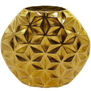 Aluminum Geometric Faceted Vase Gold - CosmoLiving by Cosmopolitan: Modern Style, Oval Shape, Indoor Use, 12.9" Tall - 1 of 4