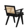 Rubber Wood Accent Chair with Rattan Backrest and Padded Seat, Armchair for Bedroom, Dining Rooom, Living Room, Indoor Furniture - The Pop Home - 3 of 4