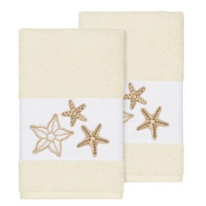 Linum Home Textiles 100% Turkish Cotton LYDIA Embellished Towel Set - 1 of 2