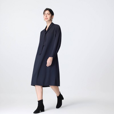 Женские платья A New Day Women's Long Sleeve Scarf Midi A-Line Dress - A New Day™ Dark Blue L — фото 3