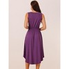 INSPIRE CHIC Women's Sleeveless High Low Wrap V Neck Midi Knit Pleated Flowy Dress with Pockets - 4 of 4