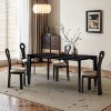 LuxenHome Wenge in Ash Veneer MDF Wood 6-Person Rectangle Dining Table with Rubberwood Legs Black - 3 of 4