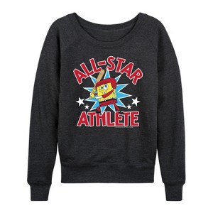 Women's - SpongeBob SquarePants - American All Star Lightweight French Terry Wide Neck Long Sleeve Shirt - 1 of 4