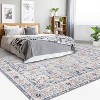Acekool 2x6 Vintage Blue Washable Runner Rug, Non-Slip Oriental Medallion Low Pile Accent Carpet for Hallway, Entryway, Kitchen - 3 of 4