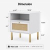 Angel Sar Natural Rattan Nightstand Set of 2, White Bedside Table for Bedroom - 3 of 4