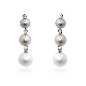 ShineHigh Rhodium Plated Multicolor Pearl Drop Earrings with Triple Tier Design – Elegant Wedding and Fashion Jewelry - 1 of 1