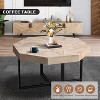 CuisinSmart Coffee Table, Vintage Patchwork Craft Farmhouse Side Table, Octagonal Wooden Side Table, Cross Metal Legs for Living Room Bedroom Balcony - 2 of 4