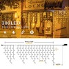 Itopfox 33FT 300 LED Icicle Christmas Lights Waterproof Warm White 50 Drops String Lights 1 Pack for Indoor Outdoor Holiday Decor - 3 of 4