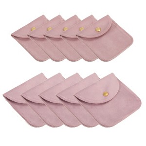 Unique Bargains Velvet Portable Rings Necklace Snap Button Storage Jewelry Pouch 10 Pcs - 1 of 4