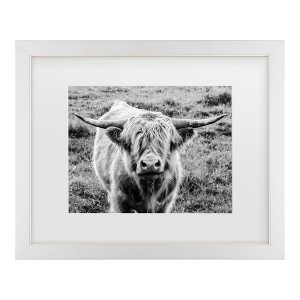 Trademark Fine Art - Nathan Larson Highland Cow Staring Contest Crop Matted Framed Art - 1 of 4