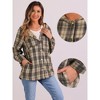 Allegra K Women's Plaid Casual Lapel Collar Hooded Shacket Fleece Jacket - 2 of 4