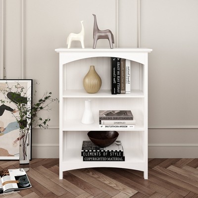 White MDF 3-Tier Bookcase with Arched Supports