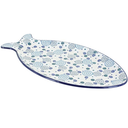 Blue Rose Polish Pottery E18 Ceramika Artystyczna Large Fish Platter - image 1 of 1