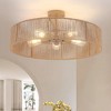 PAKOKULA Boho Coastal Semi-Flush Mount Ceiling Light 24" Wide 5-Light Rustic Drum Rattan Fixture for Bedroom Living Room Entryway - 2 of 4