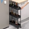 Aoibox Slim 3 Tier Rolling Storage Cart Organizer with Mesh Shelves for Bathroom Kitchen Laundry Office Black Mobile Unit - 2 of 4