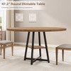 Industrial Round Dining Table, 47 Inch Wooden Kitchen Table Set for 4 to 6, Dinner Table with Wooden Top and Metal Base for Dining Room - 3 of 4