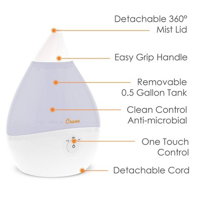 White Ultrasonic Cool Mist Humidifier with Auto Shutoff