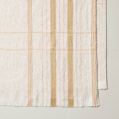 20&#34;x90&#34; Offset Plaid Woven Table Runner Light Tan/Blush - Hearth &#38; Hand&#8482; with Magnolia