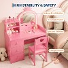 Vanity Desk with Mirror and Lights for Little Girls, Makeup Vanity Set with Drawers & Open Storage Shelves, Wooden Princess Dressing Table for Bedroom - 3 of 4