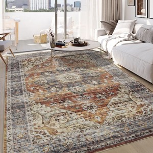 Area Rug, Machine Washable Rug, Stain Resistant Non-Slip Kitchen Rug, Traditional Distressed Accent Rug, Vintage Carpet for Bedroom, Dining Room - 1 of 4