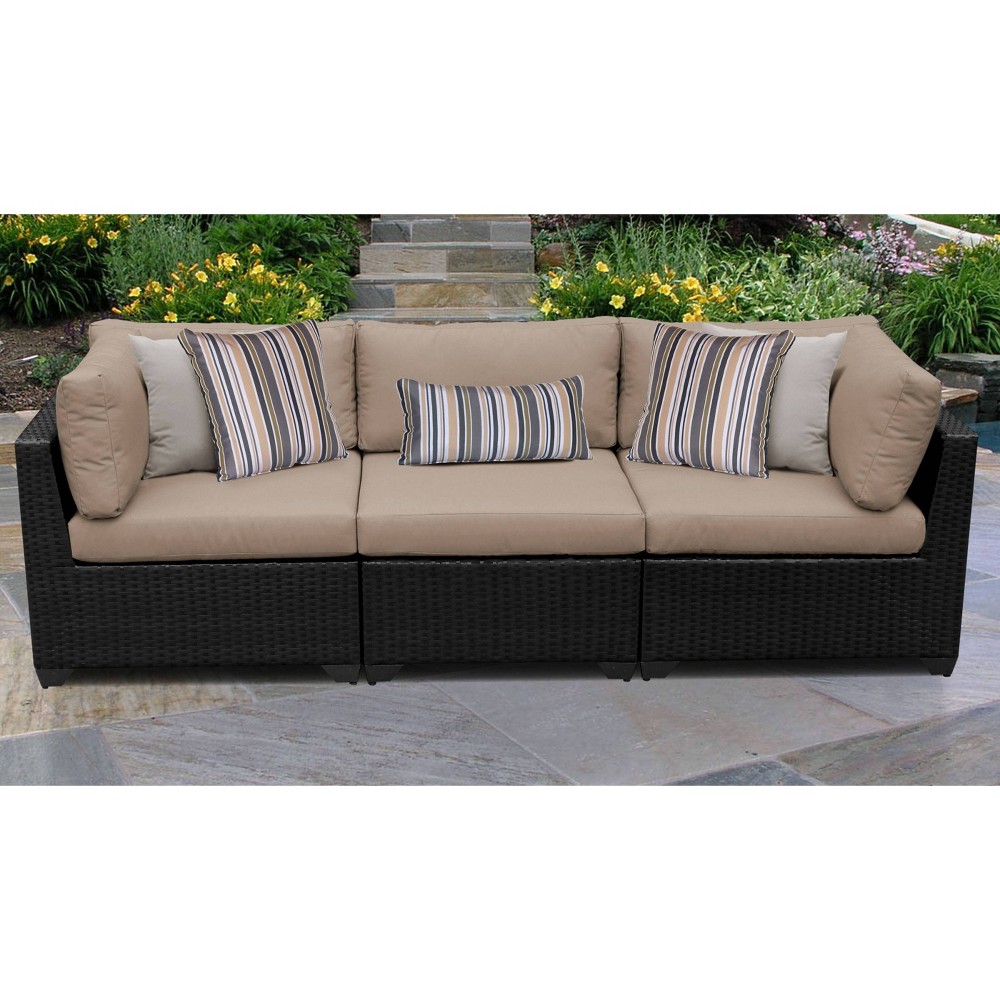 Belle 3pc Outdoor Wicker Sectional Sofa with Cushions - Wheat - TK Classics