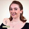 GILDED 1/4 Carat Total Weight Natural Round-Cut Diamond Twist Cross Pendant-Necklace in 10KT White Gold or 925 Sterling Silver, 18" Chain - 3 of 4