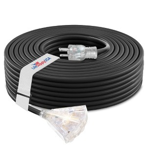 LifeSupplyUSA 12 Gauge 3-Outlet Power Extension Cord Outdoor & Indoor Waterproof Cable SJTW 12/3 ETL Listed - 1 of 4