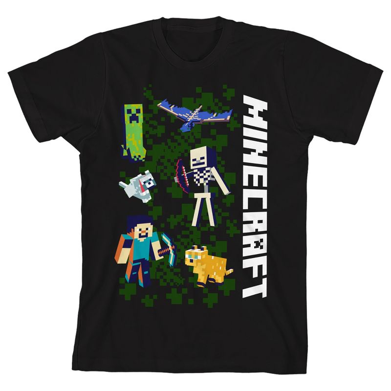 Minecraft Camo Characters Boy's Black T-shirt, 1 of 2