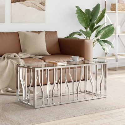 vidaXL Coffee Table Silver Stainless steel Medium Modern Coffee Table