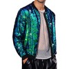 Lars Amadeus Men's Zip Up Party Disco Metallic Shiny Sequin Varsity Jackets - 2 of 4