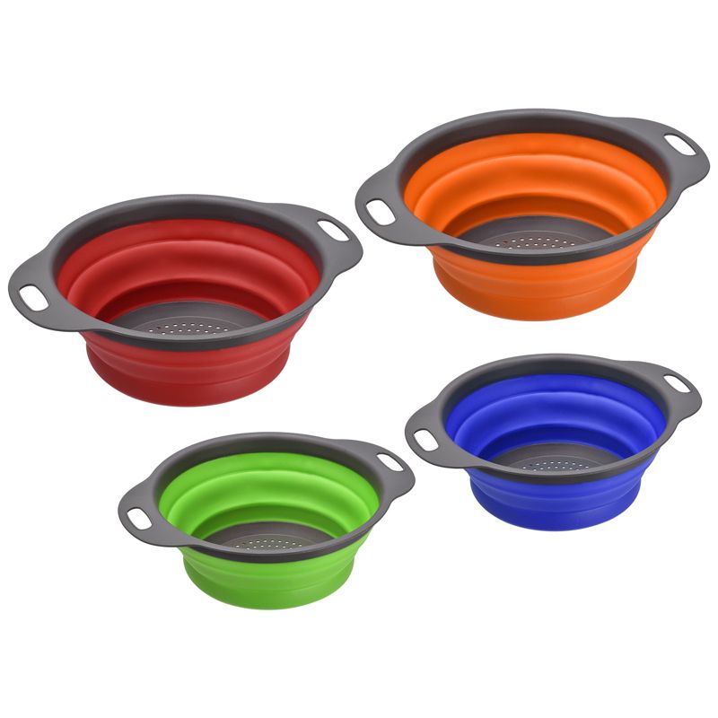 Unique Bargains Collapsible Colander Set Silicone Round Foldable Strainer Suitable for Pasta Vegetables Fruits, 1 of 6
