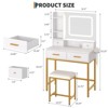 Vanity Desk with Mirror and Lights, Makeup Vanity with 4 Drawers, 2 Shelves, 3 Light Modes & Charging Station - 2 of 4
