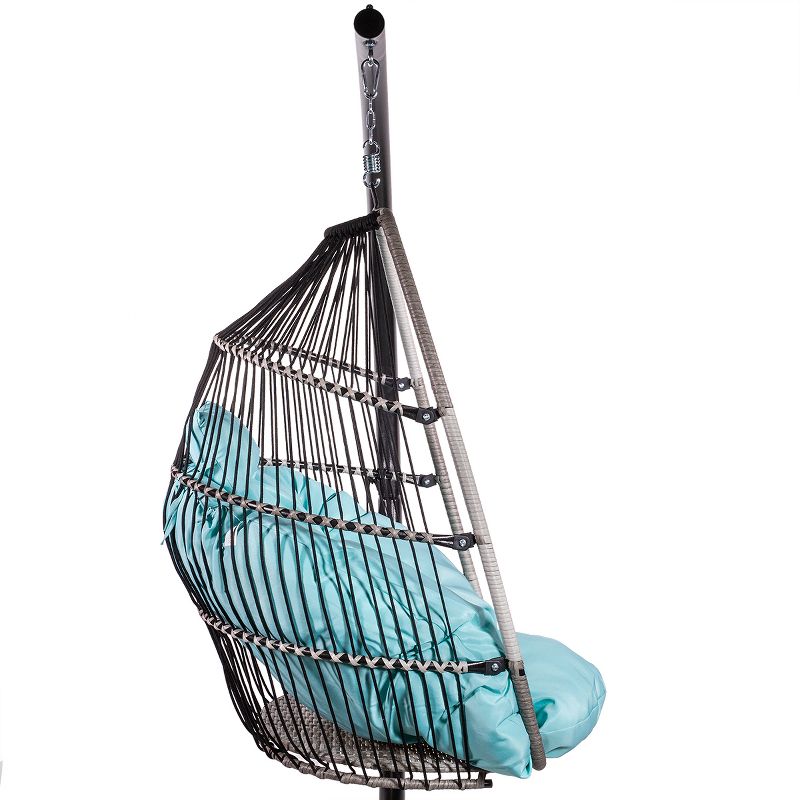 Barton Outdoor Hanging Egg Chair Chair Basket Egg Style Seating Chair with Cushion and Headrest, 4 of 7