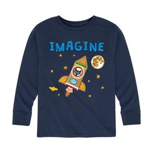 Boys' - Pete The Cat - Imagine Space Rocket Long Sleeve Graphic T-Shirt - 1 of 4