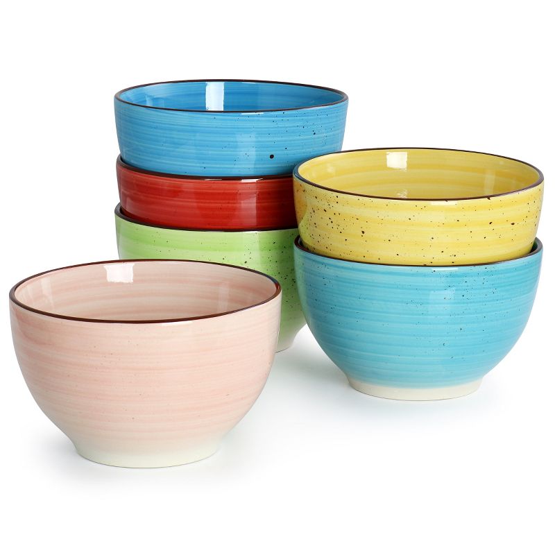 Elama Sebastian 18 Piece Double Bowl Stoneware Dinnerware Set in Assorted Colors, 5 of 9