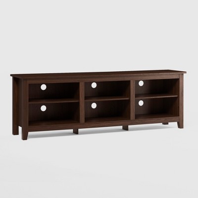 Transitional 6 Cubby Wood Open Storage Wood TV Stand for TVs up to 80"- Saracina Home