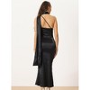 Allegra K Women's Elegant Satin One-Shoulder Backless Bridesmaid Cocktail Party Maxi Dress - 3 of 4